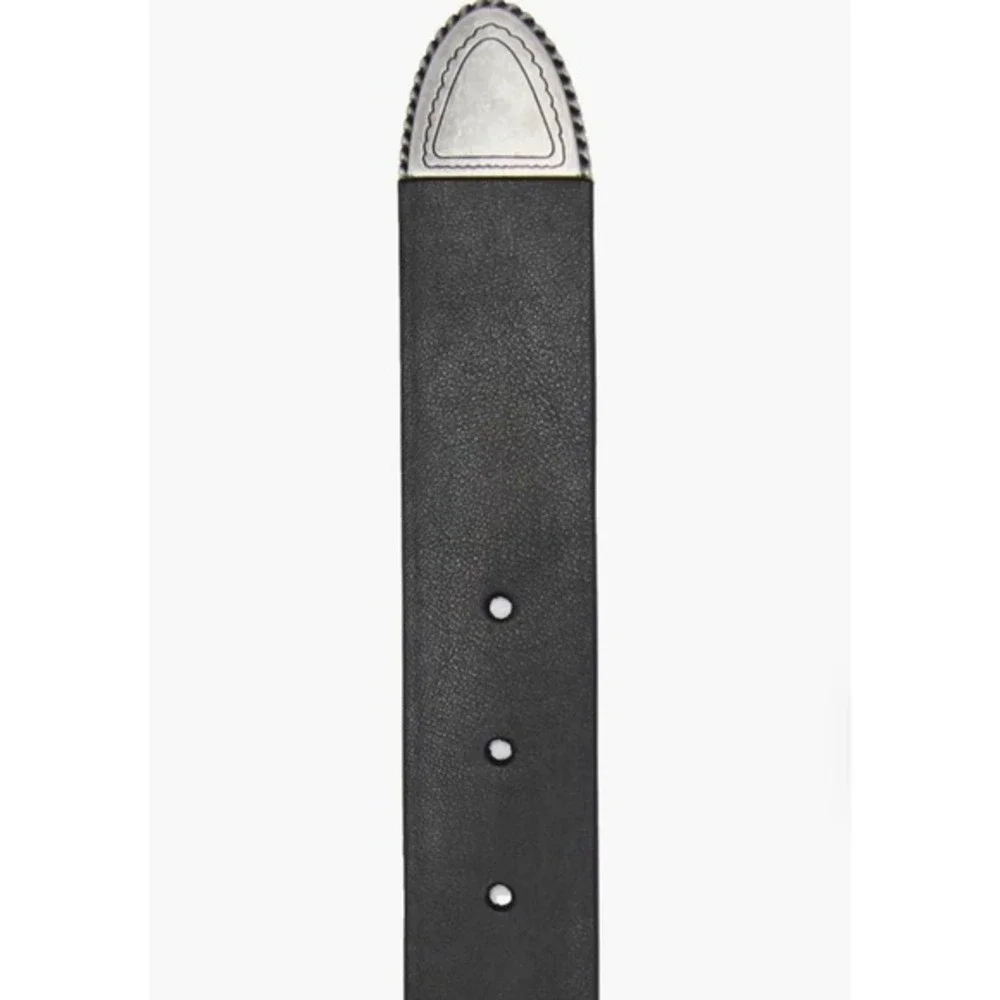 True Religion Palomo Western Belt Black Croc Embossed Silver Buckle Size 32 NWT